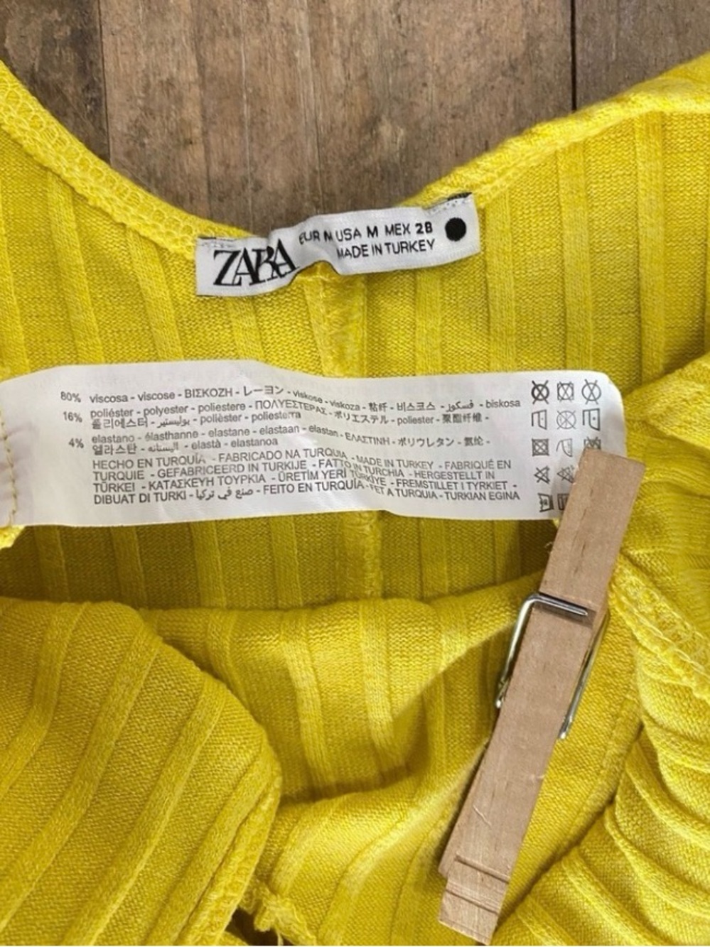 NWOT-Zara Bodycon Yellow Ribbed Midi Dress - Picture 6 of 9
